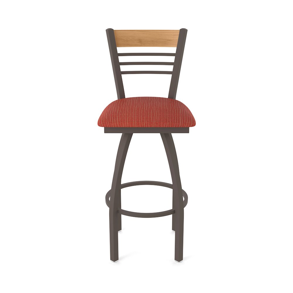36" Swivel Extra Tall Bar Stool, Bronze Finish, Medium Back, Graph Poppy Seat. Picture 5