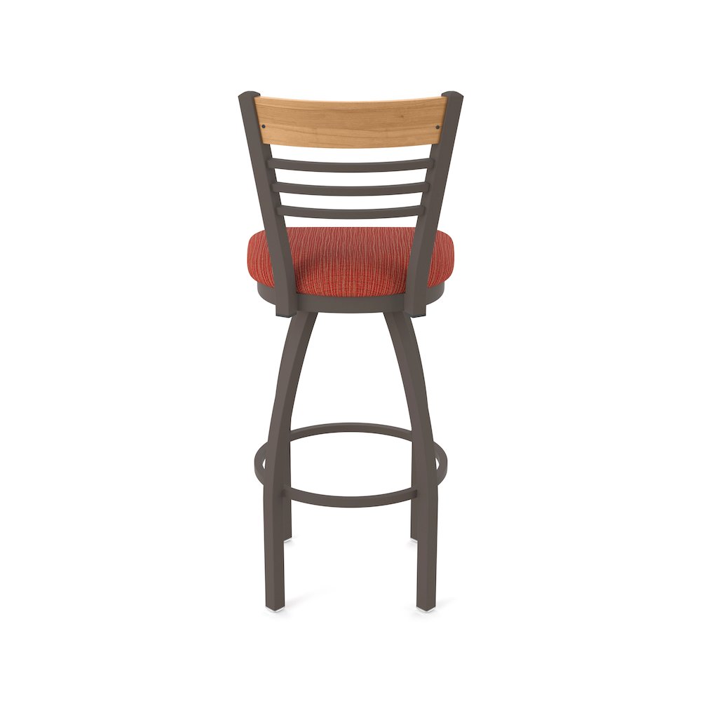 36" Swivel Extra Tall Bar Stool, Bronze Finish, Medium Back, Graph Poppy Seat. Picture 6