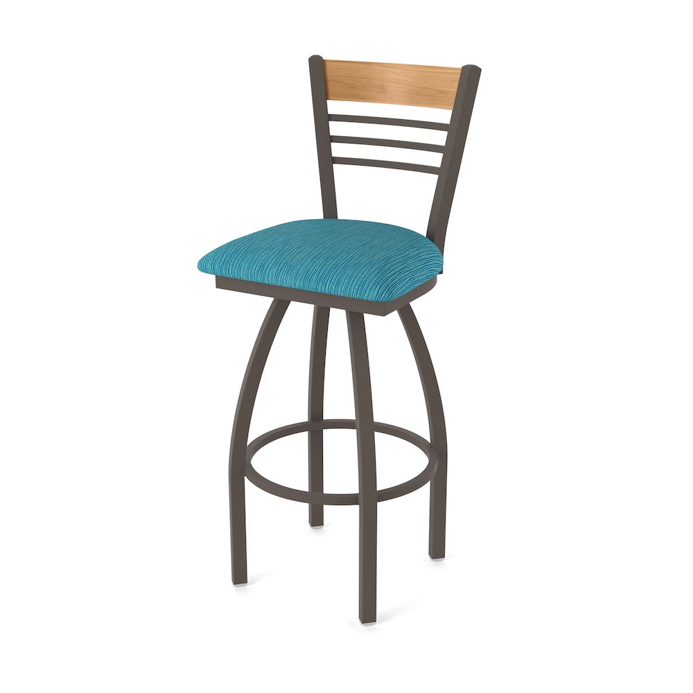 36" Swivel Extra Tall Bar Stool, Bronze Finish, Medium Back, Graph Tidal Seat. Picture 1
