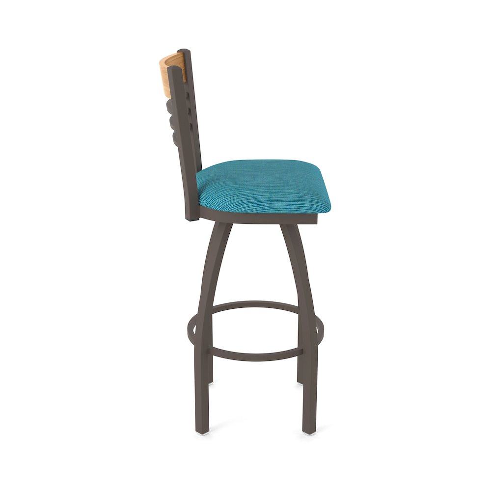 36" Swivel Extra Tall Bar Stool, Bronze Finish, Medium Back, Graph Tidal Seat. Picture 4