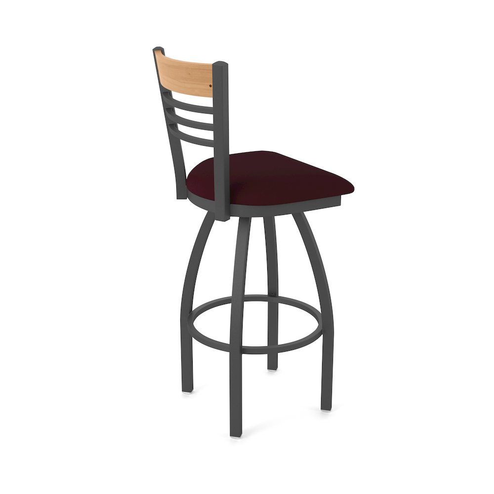 36" Swivel Extra Tall Bar Stool, Pewter Finish, Medium Back. Picture 2
