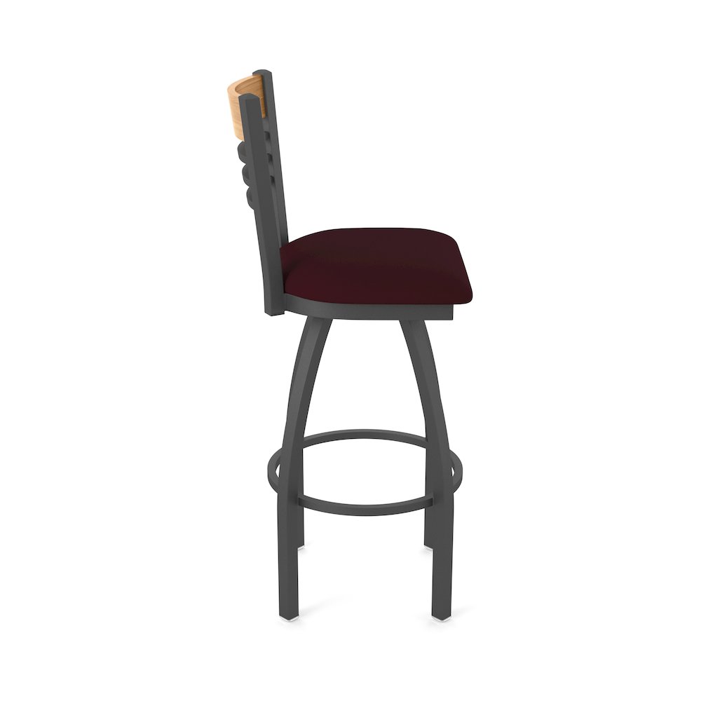 36" Swivel Extra Tall Bar Stool, Pewter Finish, Medium Back. Picture 4