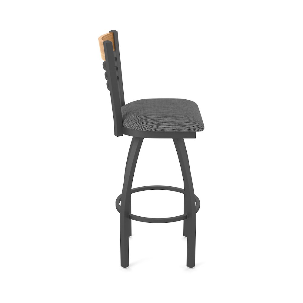 36" Swivel Extra Tall Bar Stool, Pewter Finish, Medium Back, Graph Coal Seat. Picture 4