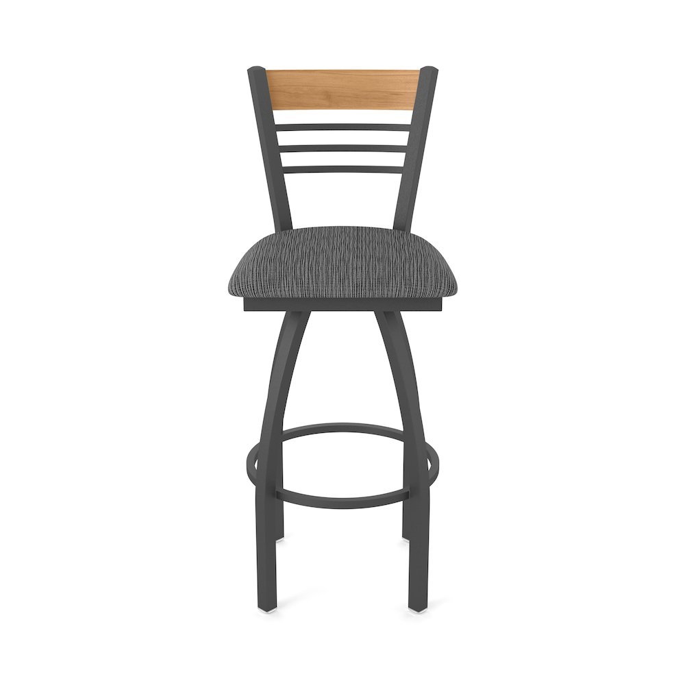 36" Swivel Extra Tall Bar Stool, Pewter Finish, Medium Back, Graph Coal Seat. Picture 5