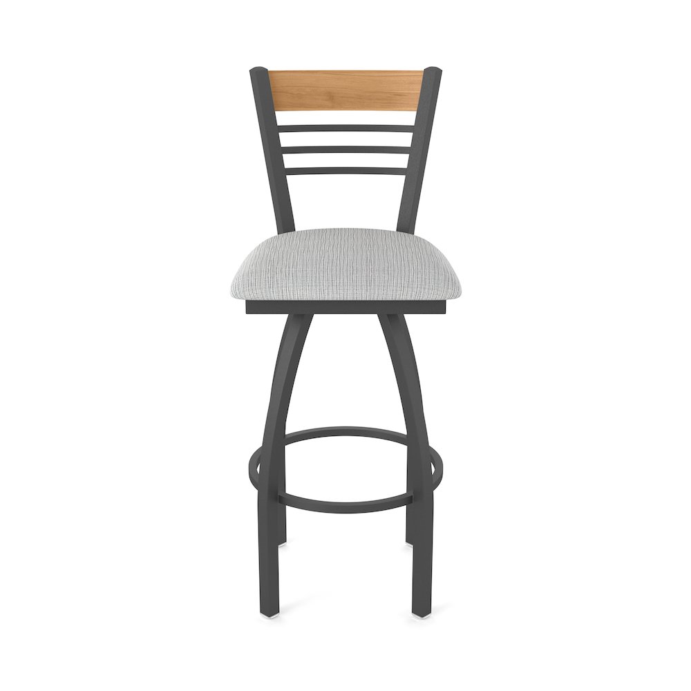 36" Swivel Extra Tall Bar Stool, Pewter Finish, Medium Back, Graph Alpine Seat. Picture 5