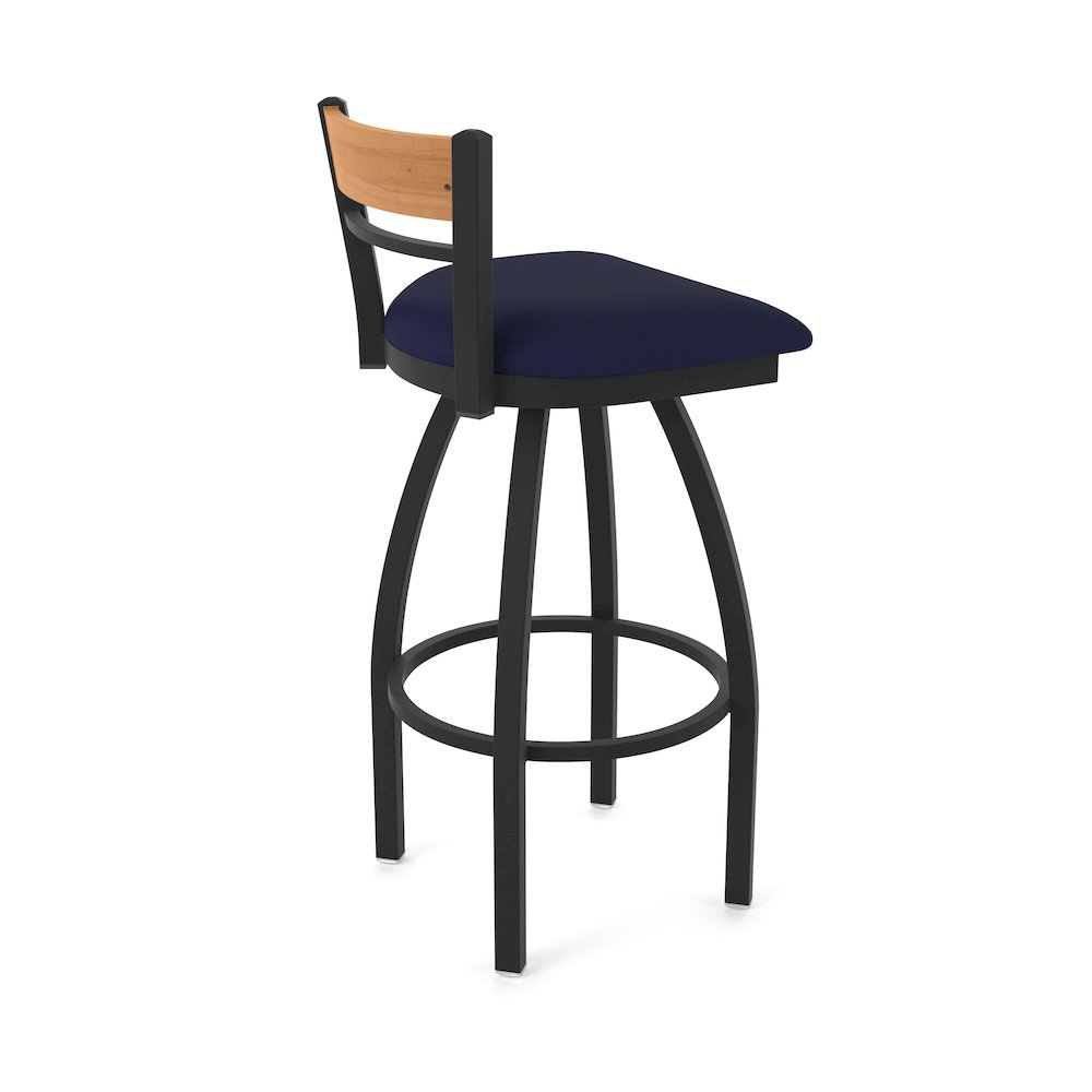 36" Swivel Extra Tall Bar Stool, Black Wrinkle Finish, Medium Back. Picture 2