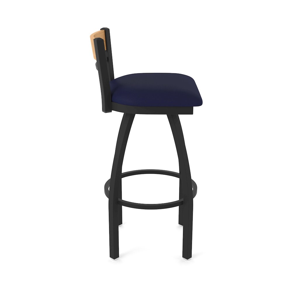 36" Swivel Extra Tall Bar Stool, Black Wrinkle Finish, Medium Back. Picture 4