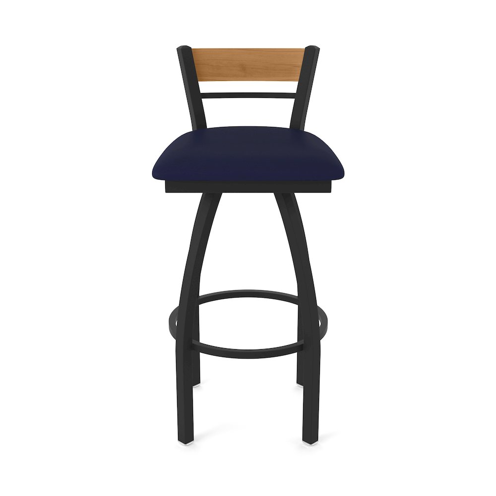 36" Swivel Extra Tall Bar Stool, Black Wrinkle Finish, Medium Back. Picture 5