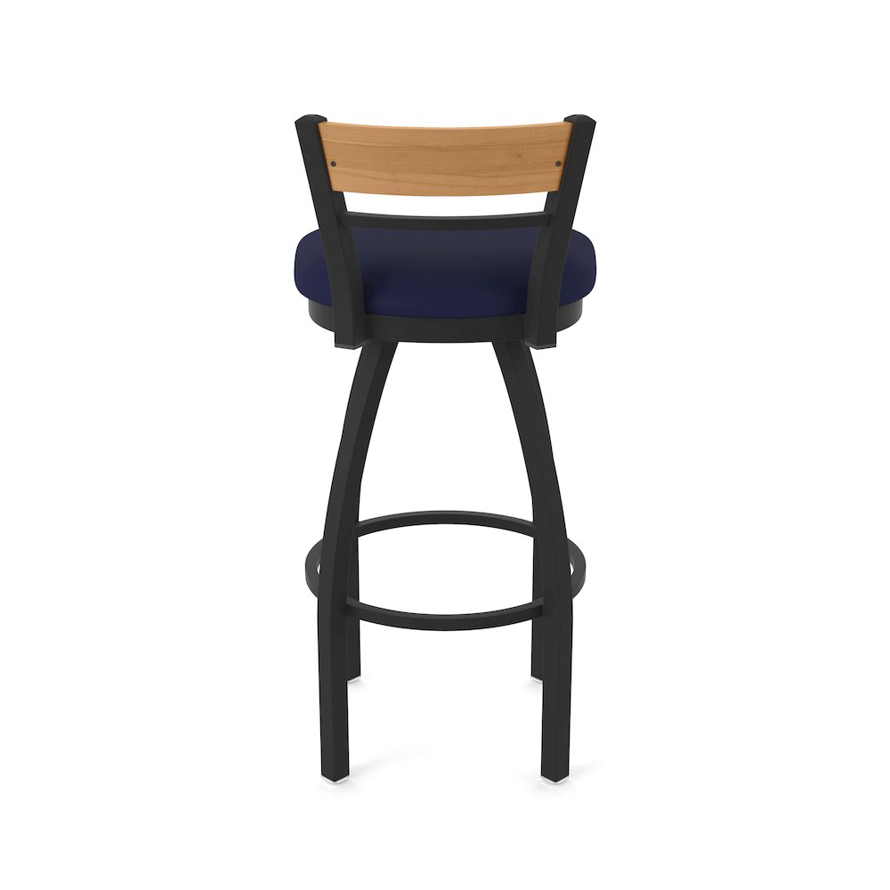 36" Swivel Extra Tall Bar Stool, Black Wrinkle Finish, Medium Back. Picture 6