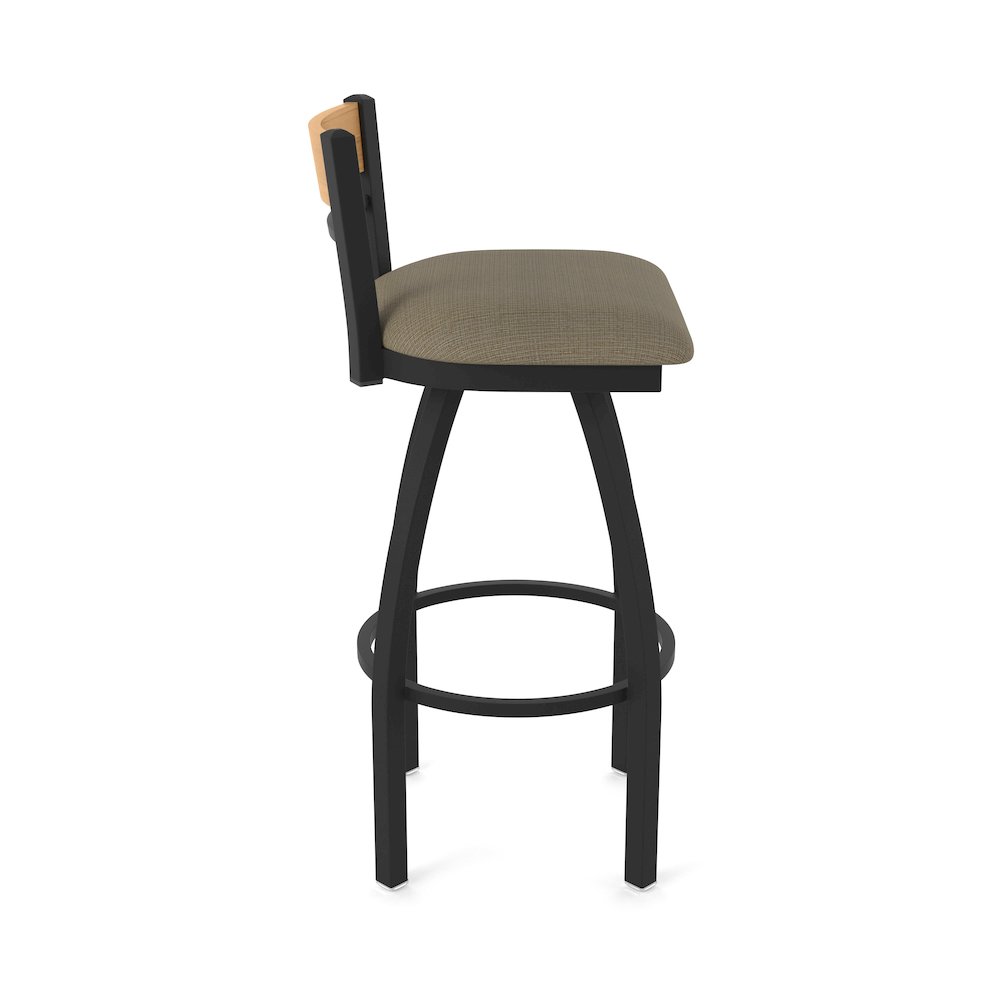 36" Swivel Extra Tall Bar Stool, Black Wrinkle Finish, Medium Back. Picture 4