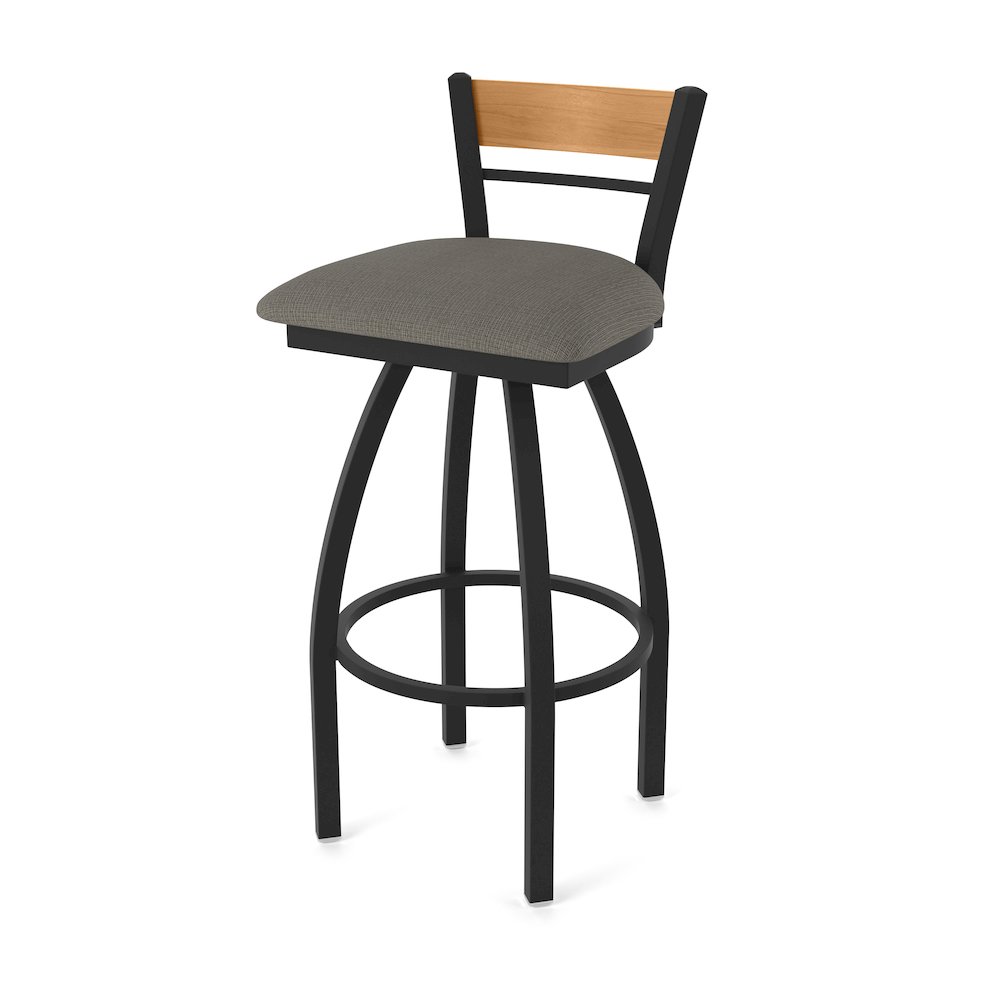 36" Swivel Extra Tall Bar Stool, Black Wrinkle Finish, Medium Back. Picture 1