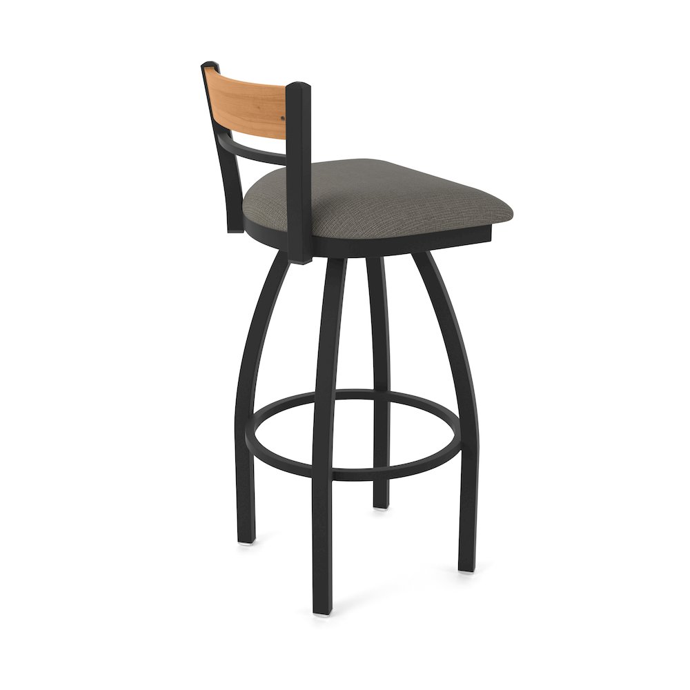 36" Swivel Extra Tall Bar Stool, Black Wrinkle Finish, Medium Back. Picture 2
