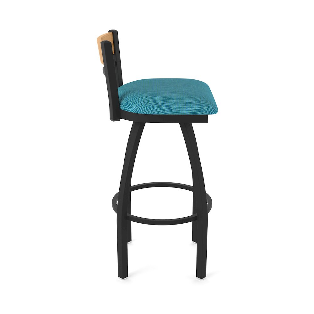 36" Swivel Extra Tall Bar Stool, Black Wrinkle Finish, Medium Back. Picture 4
