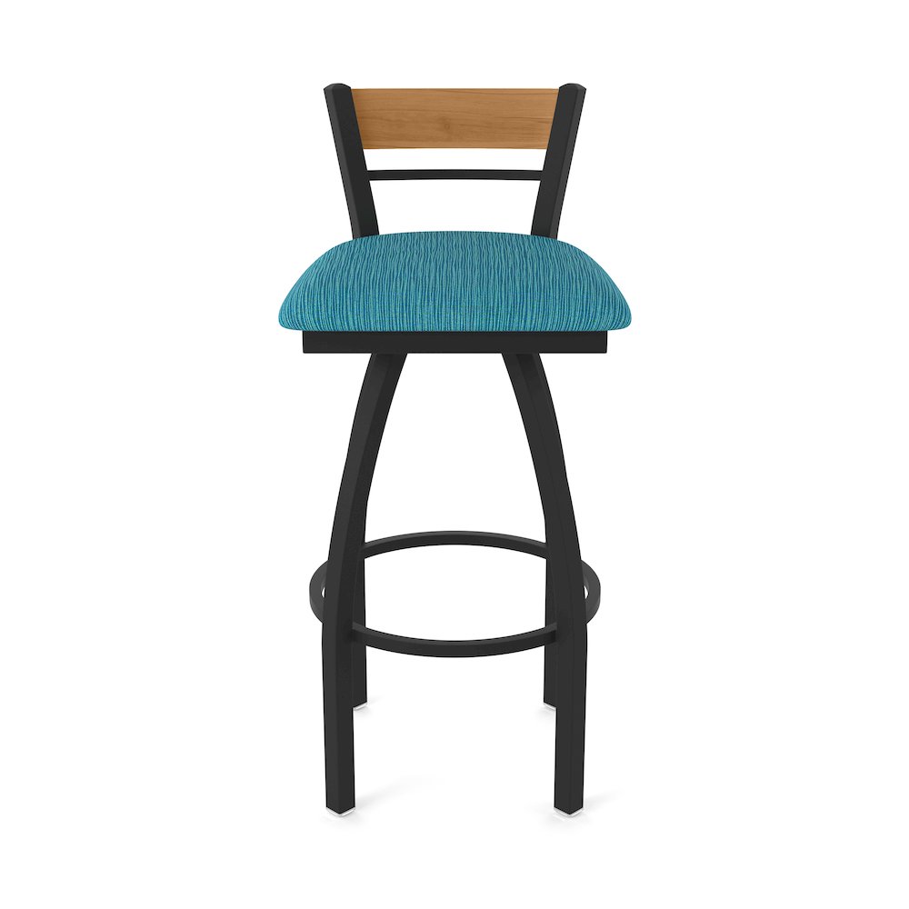 36" Swivel Extra Tall Bar Stool, Black Wrinkle Finish, Medium Back. Picture 5