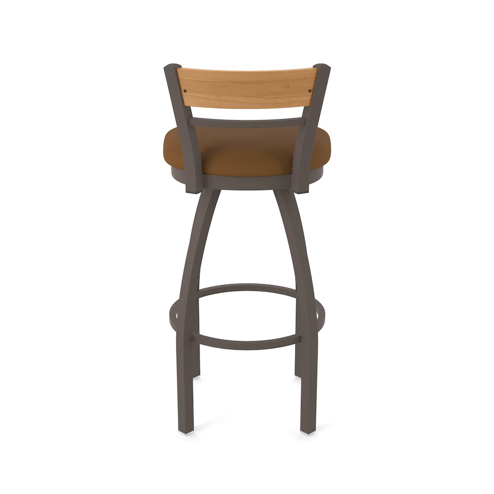 36" Swivel Extra Tall Bar Stool, Bronze Finish, Medium Back, Canter Thatch Seat. Picture 6