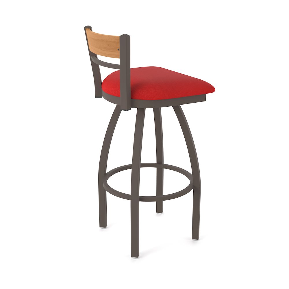 36" Swivel Extra Tall Bar Stool, Bronze Finish, Medium Back, Canter Red Seat. Picture 2
