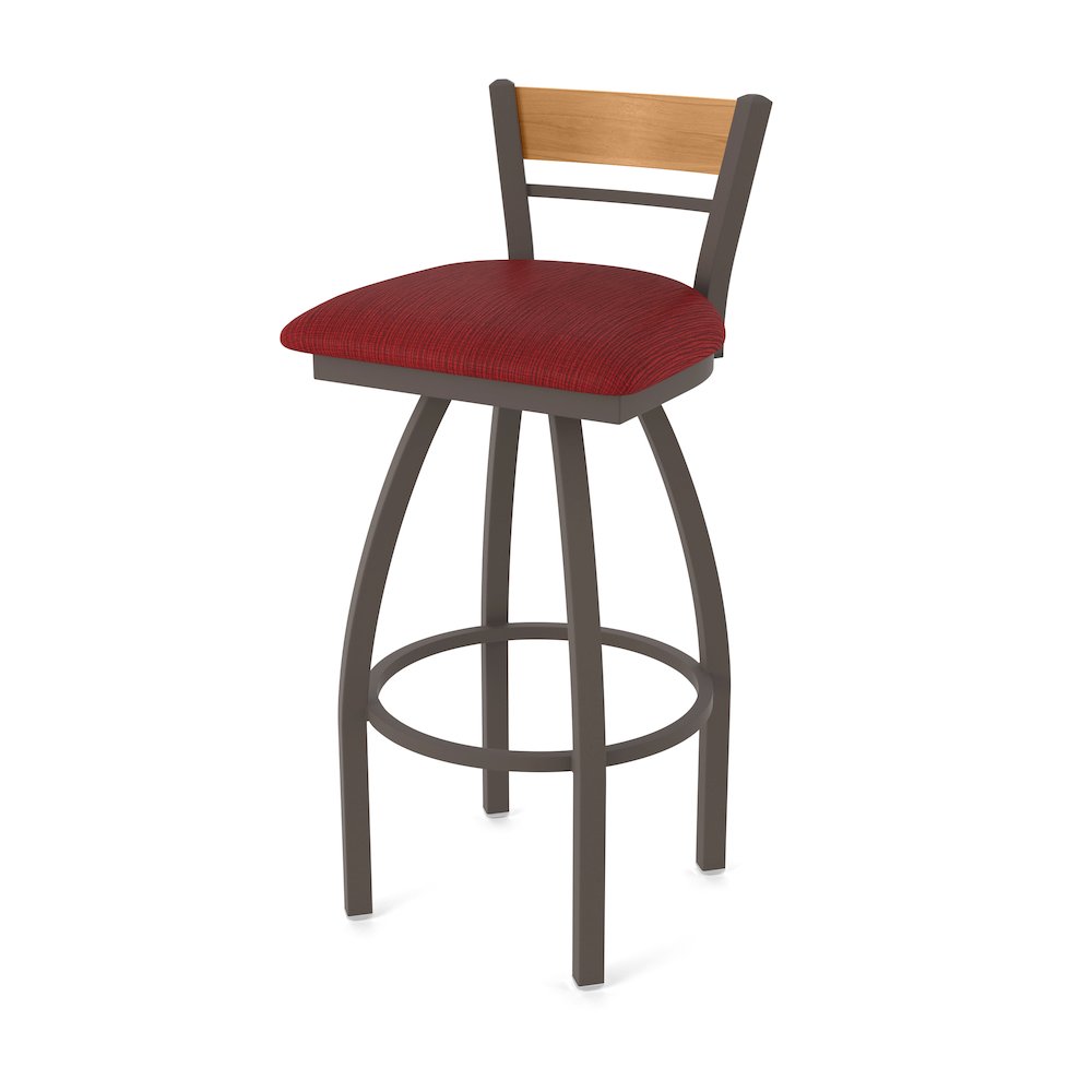 36" Swivel Extra Tall Bar Stool, Bronze Finish, Medium Back, Graph Ruby Seat. Picture 1