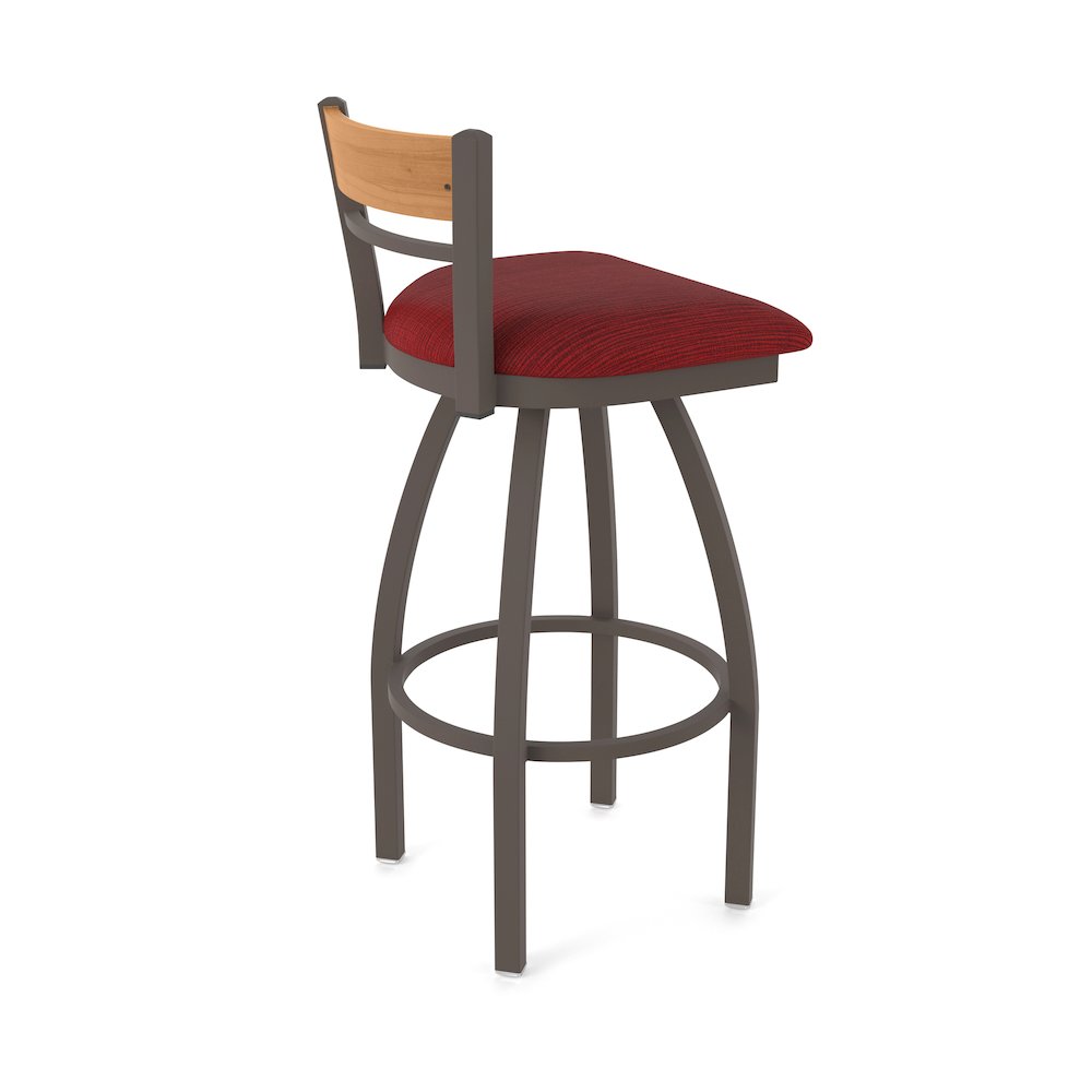 36" Swivel Extra Tall Bar Stool, Bronze Finish, Medium Back, Graph Ruby Seat. Picture 2