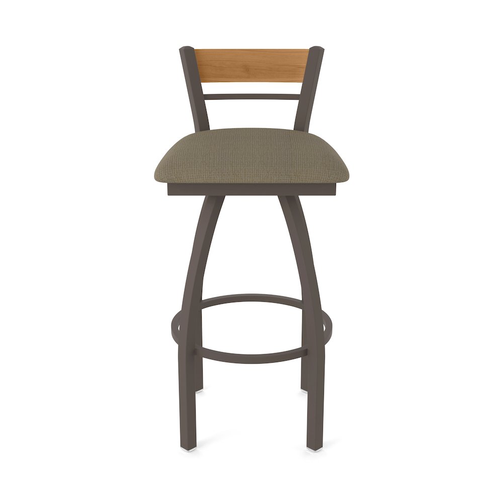 36" Swivel Extra Tall Bar Stool, Bronze Finish, Medium Back, Graph Cork Seat. Picture 5