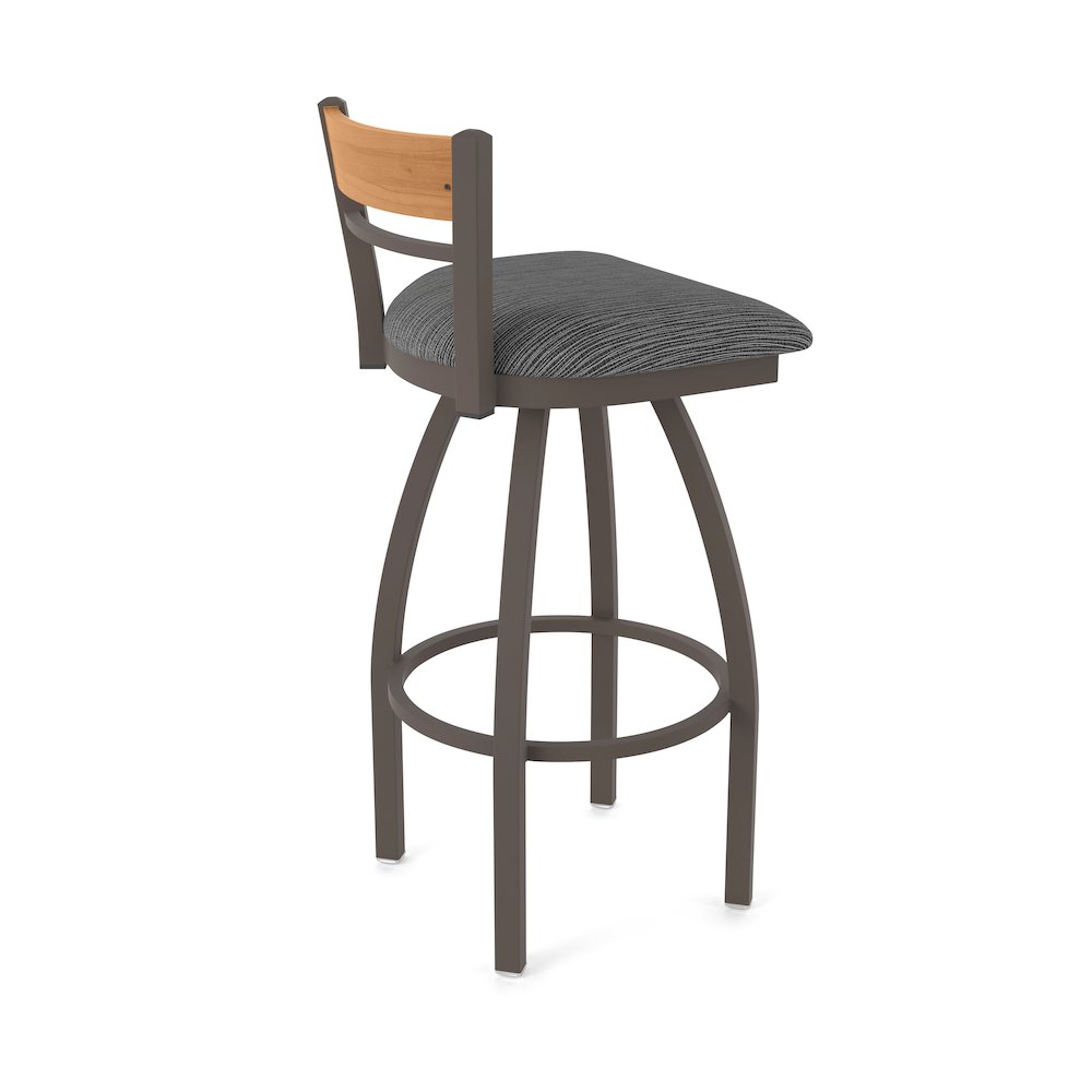 36" Swivel Extra Tall Bar Stool, Bronze Finish, Medium Back, Graph Coal Seat. Picture 2