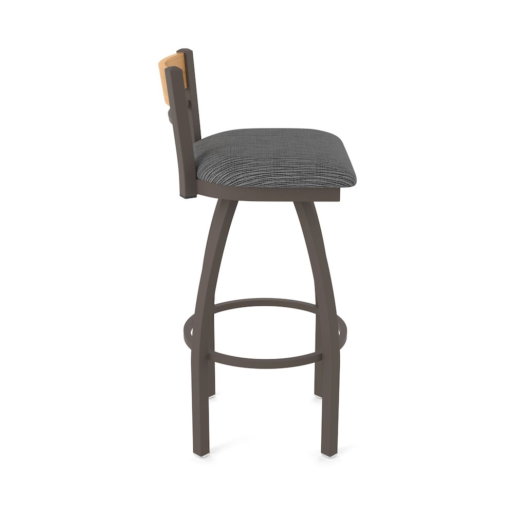 36" Swivel Extra Tall Bar Stool, Bronze Finish, Medium Back, Graph Coal Seat. Picture 4