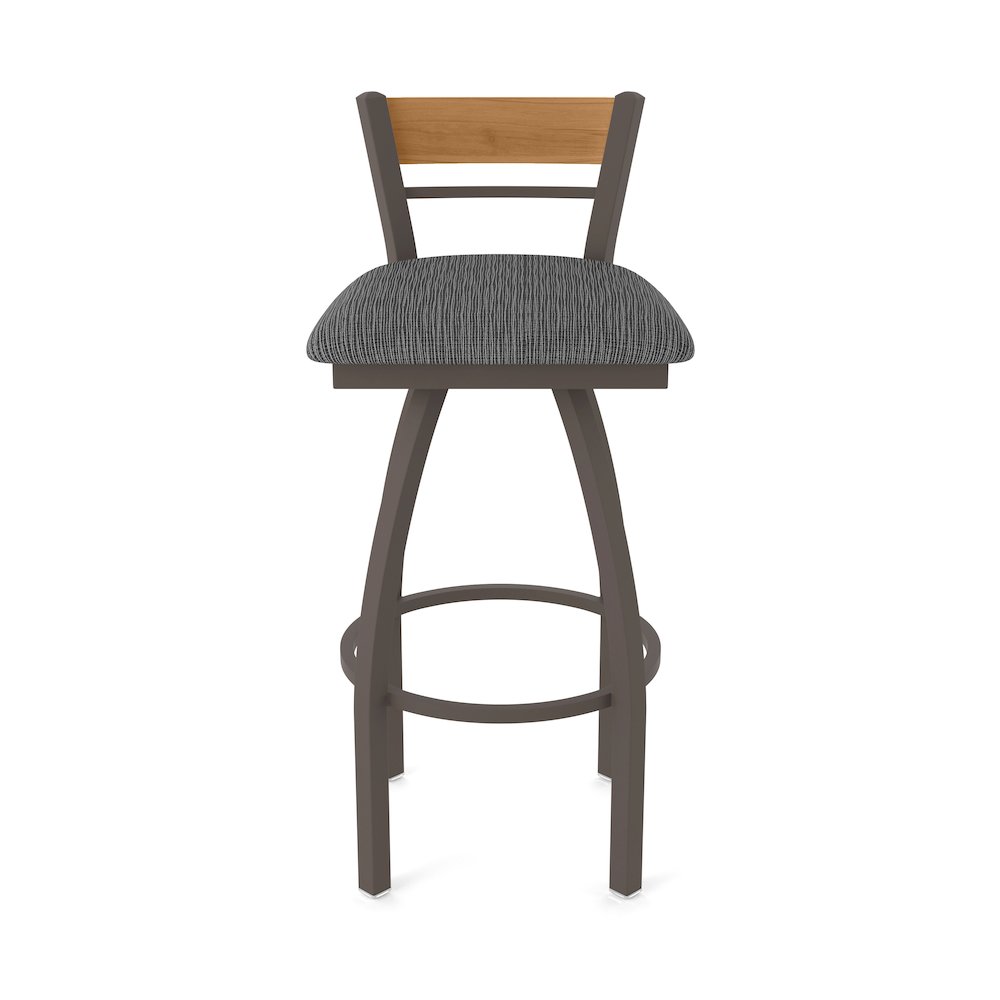 36" Swivel Extra Tall Bar Stool, Bronze Finish, Medium Back, Graph Coal Seat. Picture 5