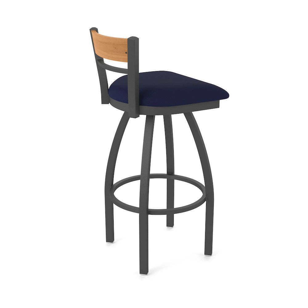36" Swivel Extra Tall Bar Stool, Pewter Finish, Medium Back. Picture 2