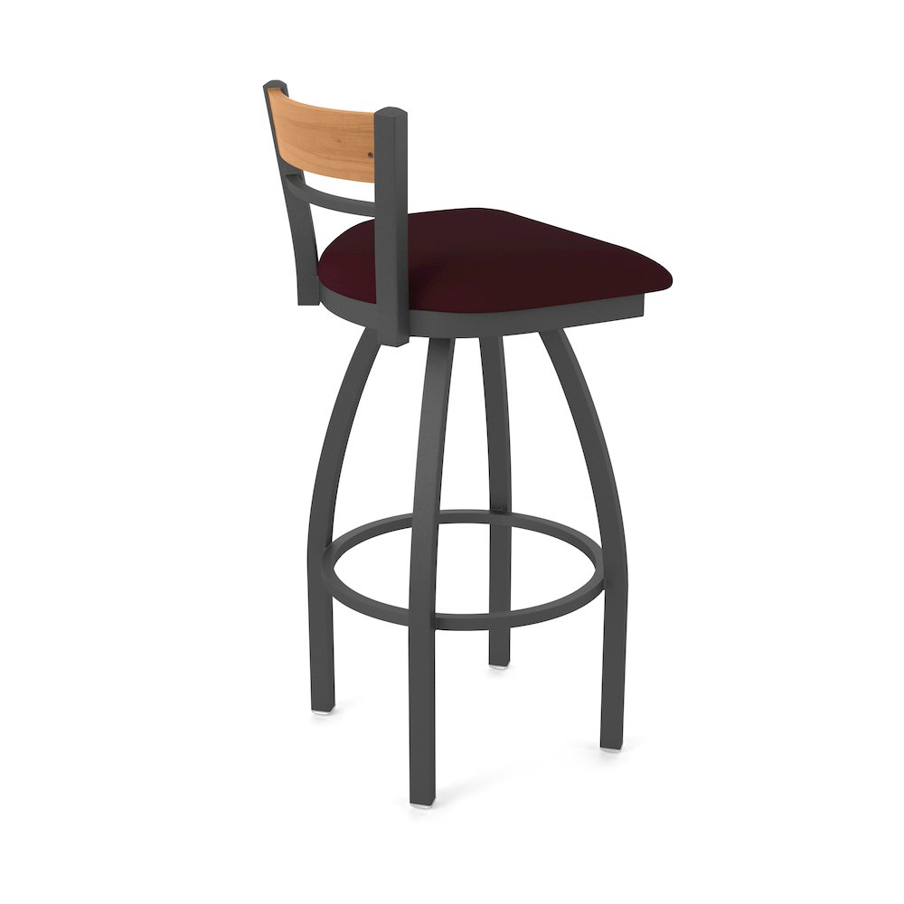 36" Swivel Extra Tall Bar Stool, Pewter Finish, Medium Back. Picture 2