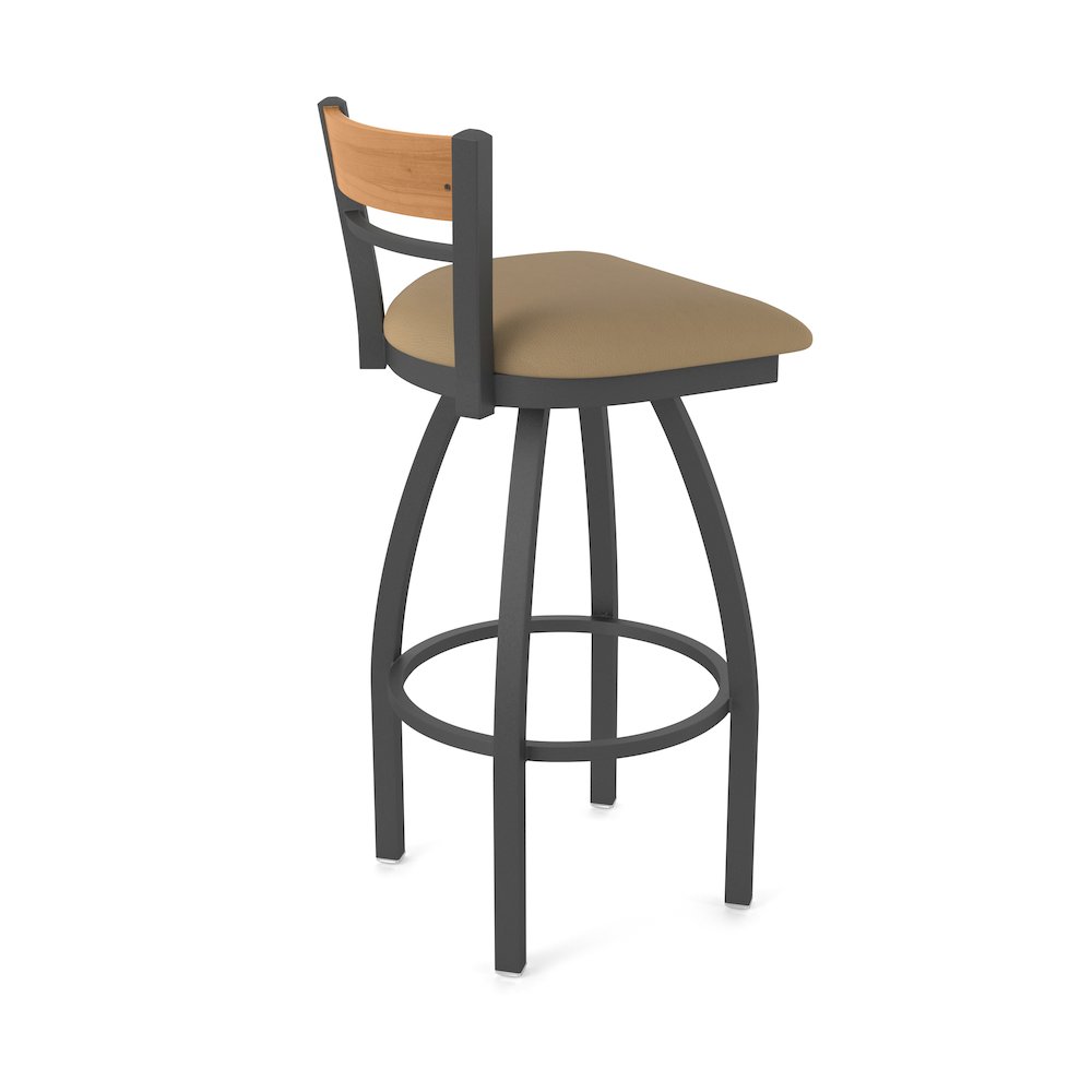 36" Swivel Extra Tall Bar Stool, Pewter Finish, Medium Back, Canter Sand Seat. Picture 2