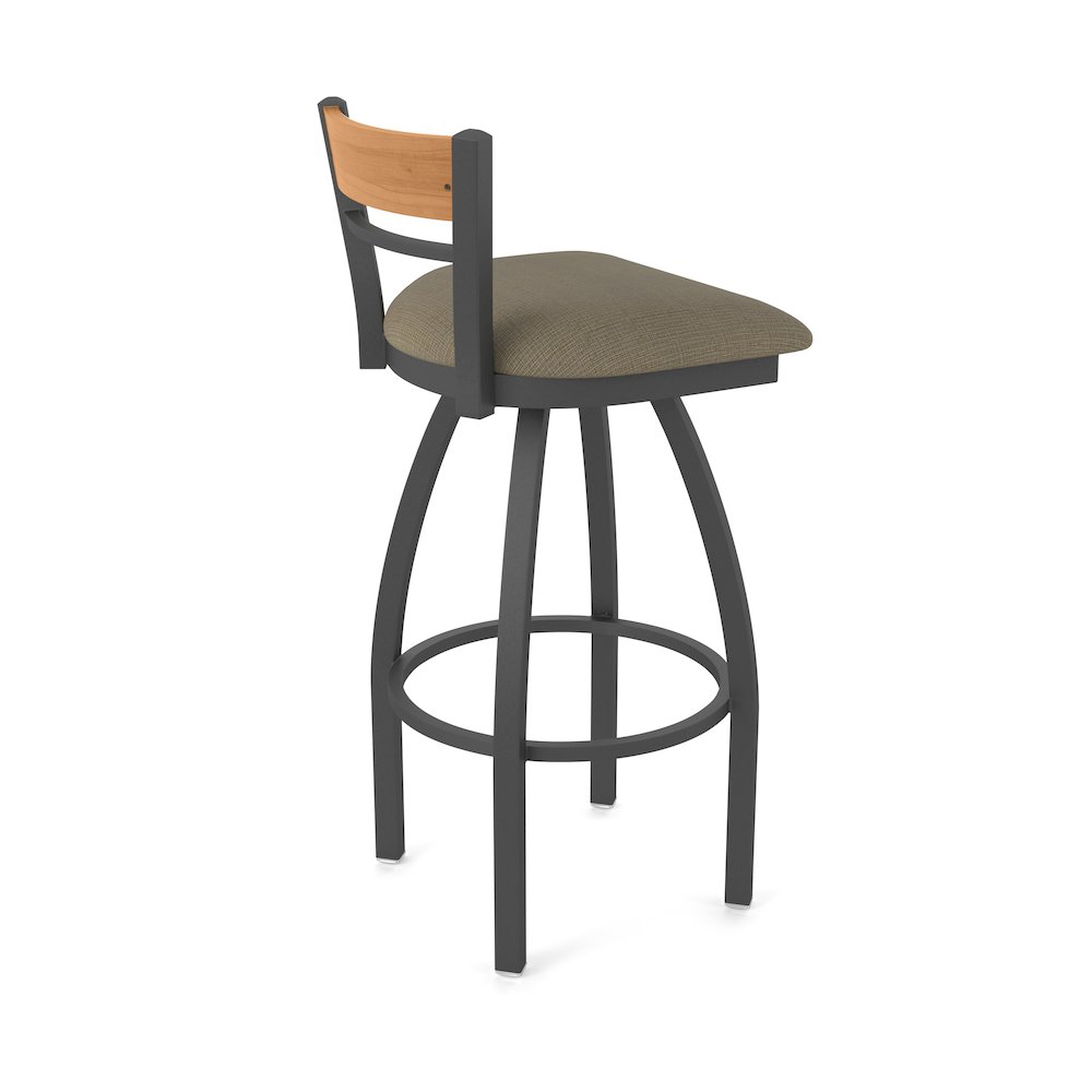 36" Swivel Extra Tall Bar Stool, Pewter Finish, Medium Back, Graph Cork Seat. Picture 2