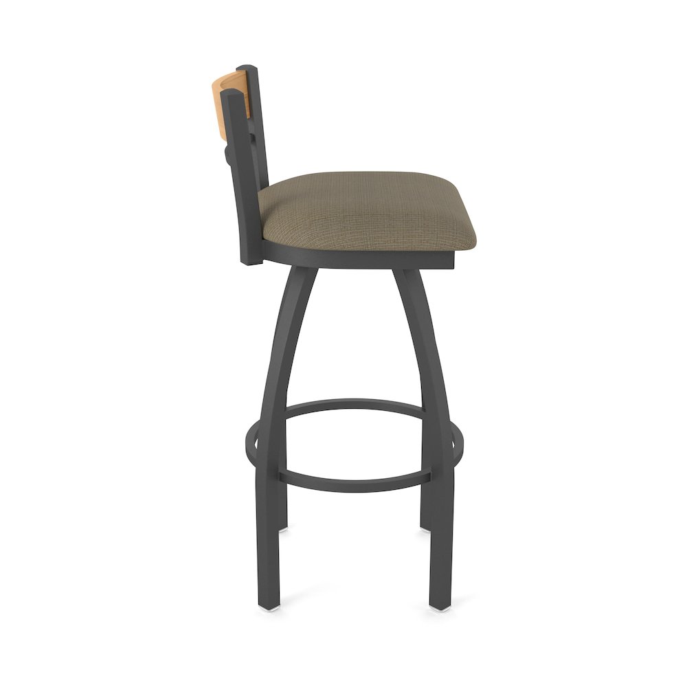 36" Swivel Extra Tall Bar Stool, Pewter Finish, Medium Back, Graph Cork Seat. Picture 4