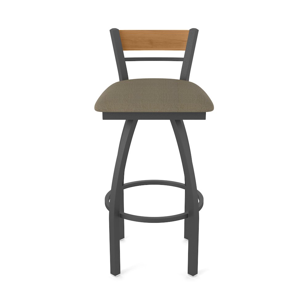 36" Swivel Extra Tall Bar Stool, Pewter Finish, Medium Back, Graph Cork Seat. Picture 5