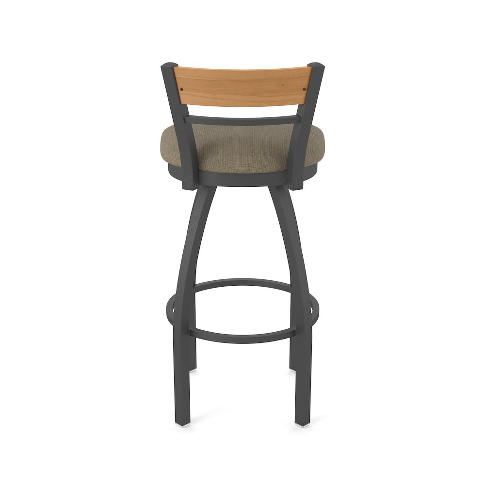 36" Swivel Extra Tall Bar Stool, Pewter Finish, Medium Back, Graph Cork Seat. Picture 6