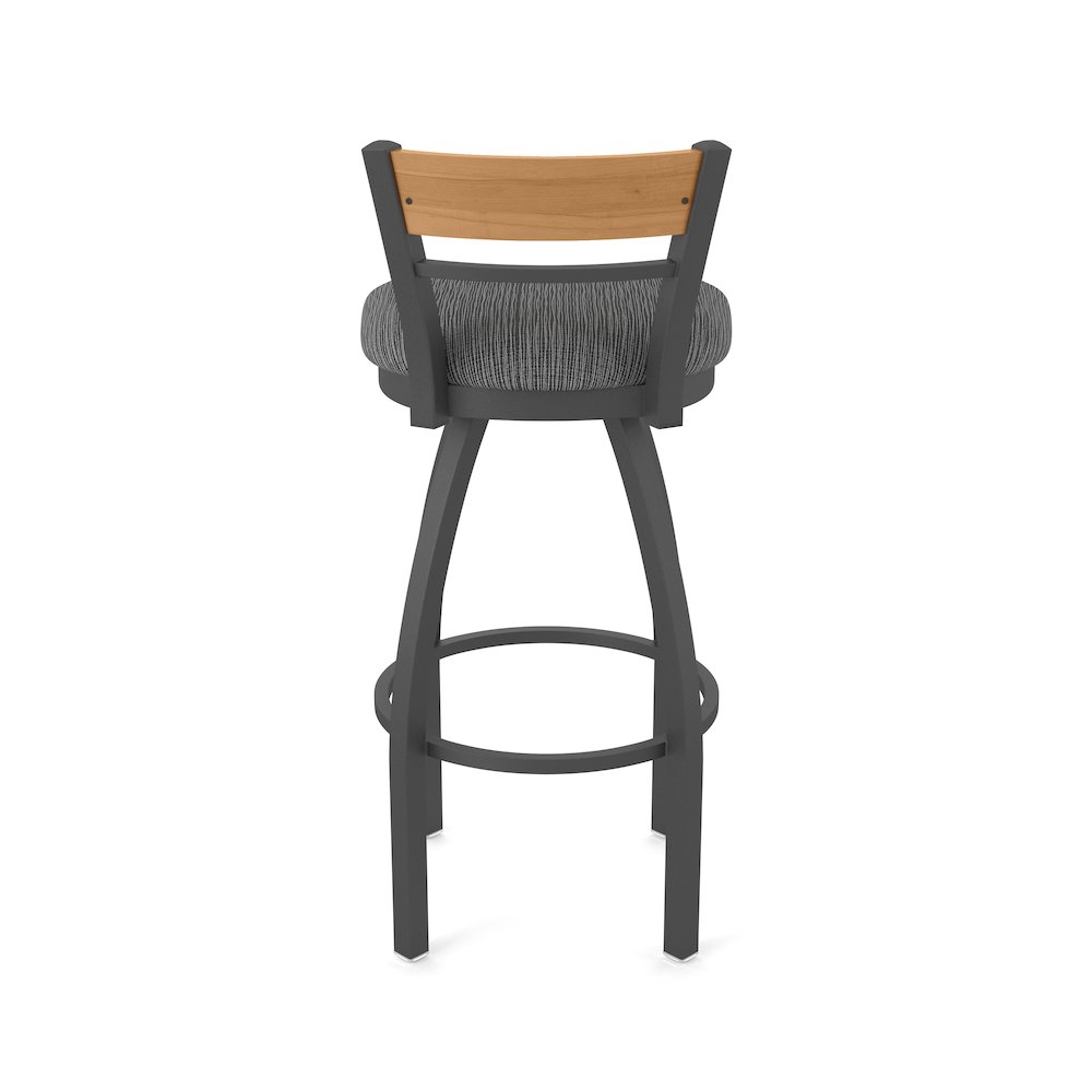 36" Swivel Extra Tall Bar Stool, Pewter Finish, Medium Back, Graph Coal Seat. Picture 6