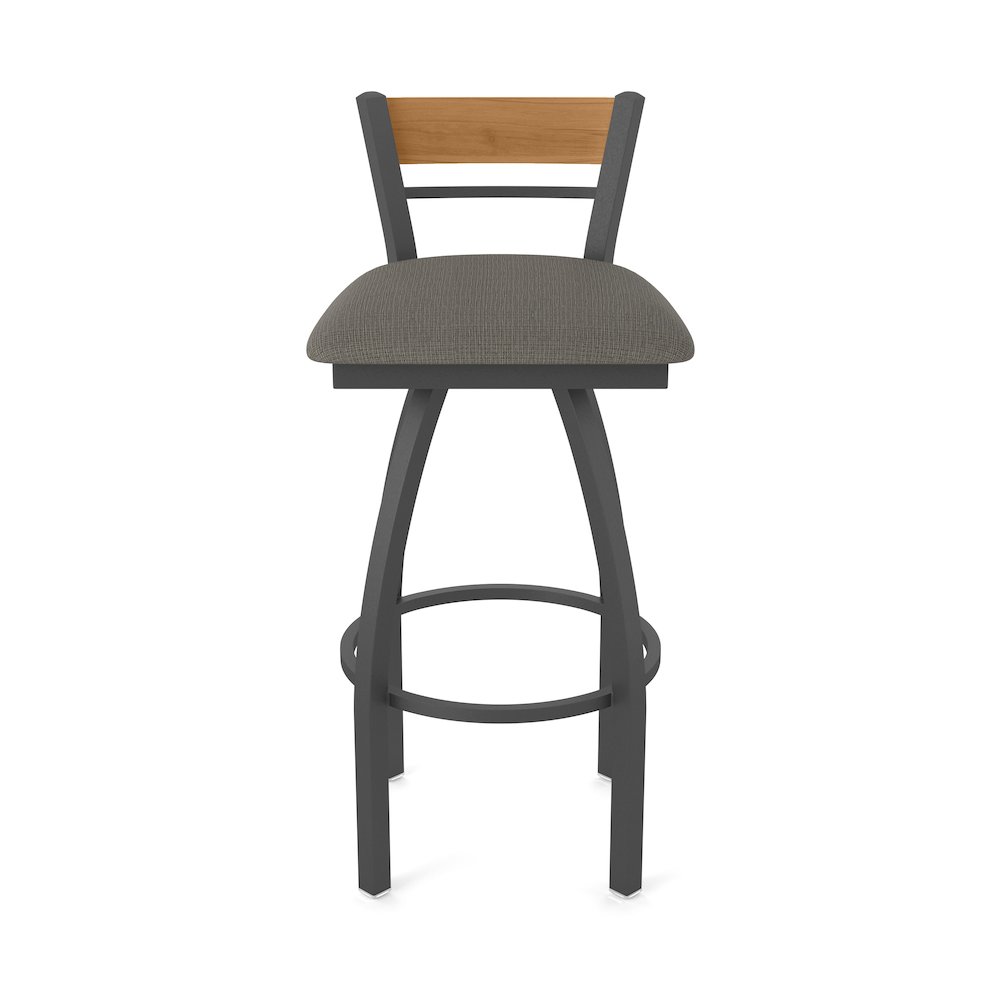 36" Swivel Extra Tall Bar Stool, Pewter Finish, Medium Back, Graph Chalice Seat. Picture 5