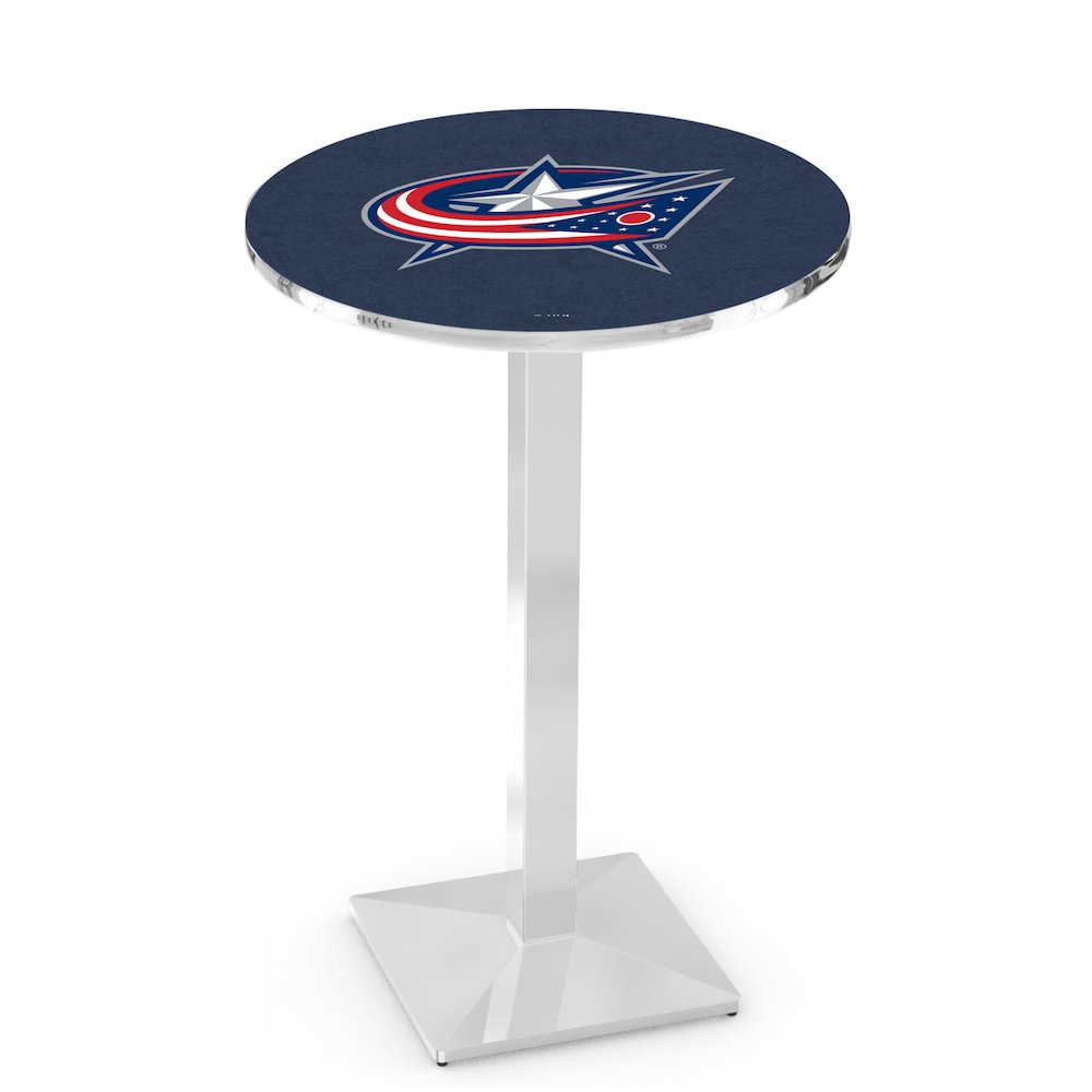 L217 Columbus Blue Jackets 42' Tall - 36' Top Pub Table w/ Chrome Finish (1296). Picture 1