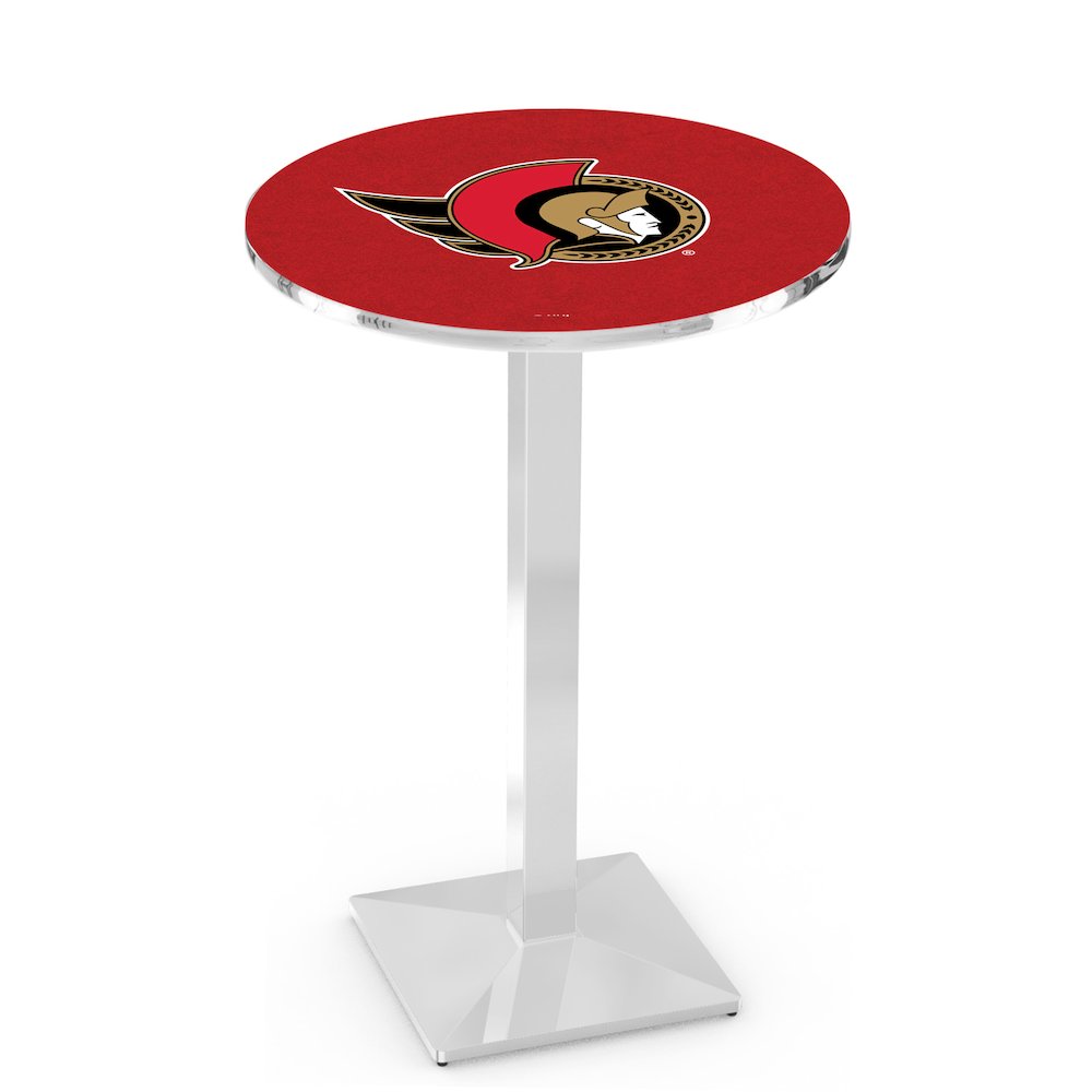 L217 Ottawa Senators 42" Tall - 36" Top Pub Table with Chrome Finish (2187). Picture 1