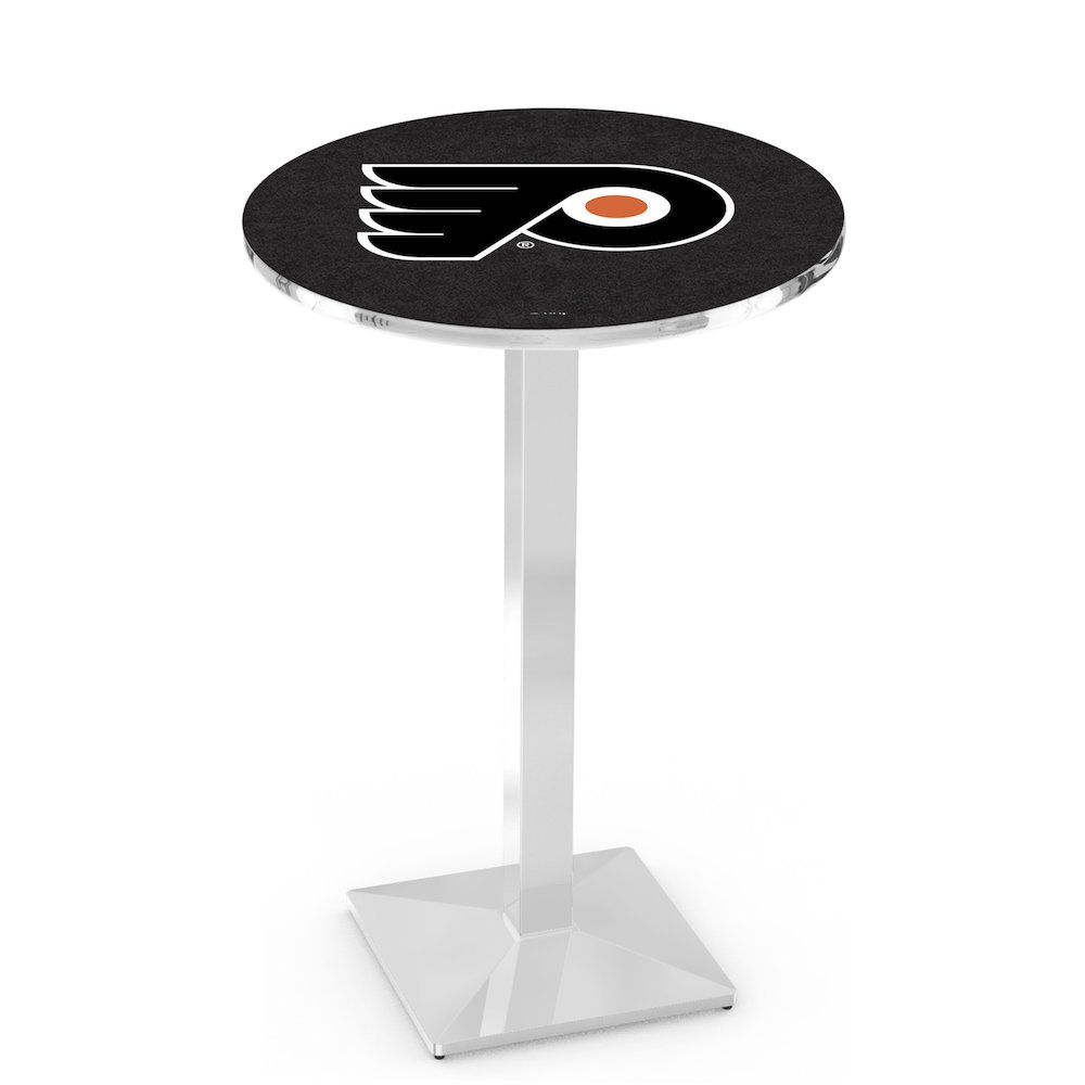 L217 Philadelphia Flyers (Orange Background) 42' Tall - 36' Top Pub Table w/ Chrome Finish (2217). Picture 1