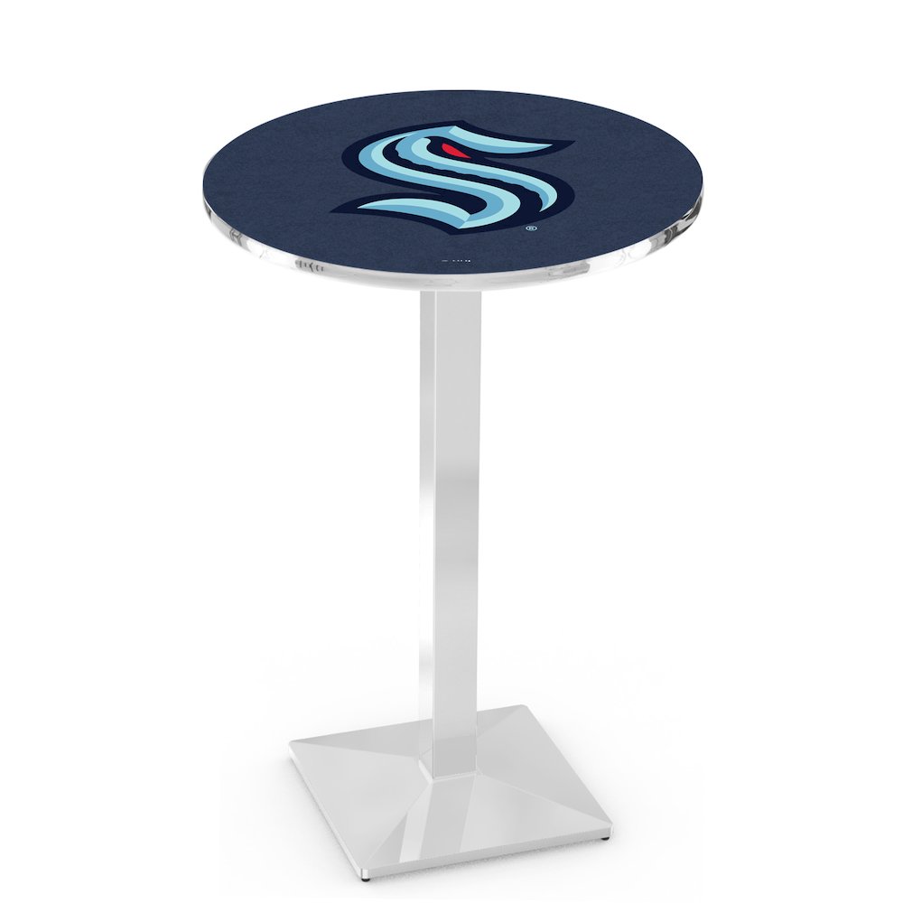 L217 Seattle Kraken 42' Tall - 36' Top Pub Table w/ Chrome Finish (1037). Picture 1