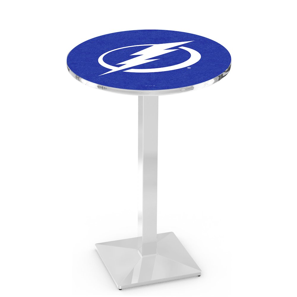 L217 Tampa Bay Lightning 42" Tall - 36" Top Pub Table with Chrome Finish (2378). Picture 1