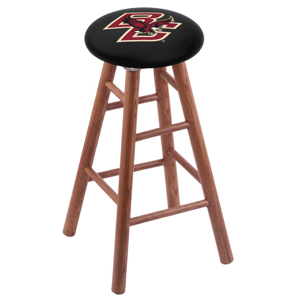 Oak Extra Tall Bar Stool in Medium Finish with Boston College Seat. Picture 1