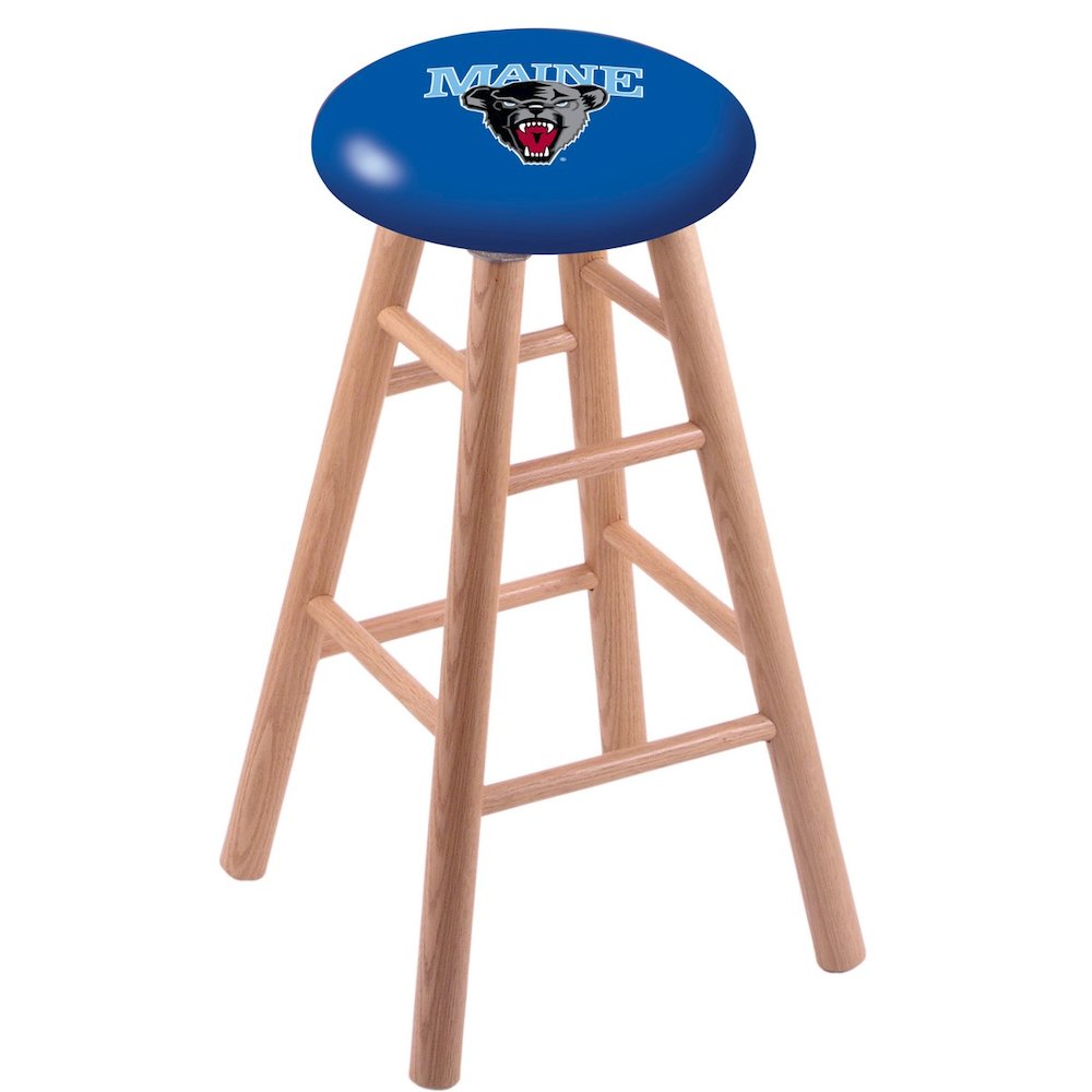 Oak Extra Tall Bar Stool in Natural Finish with Maine Seat. Picture 1