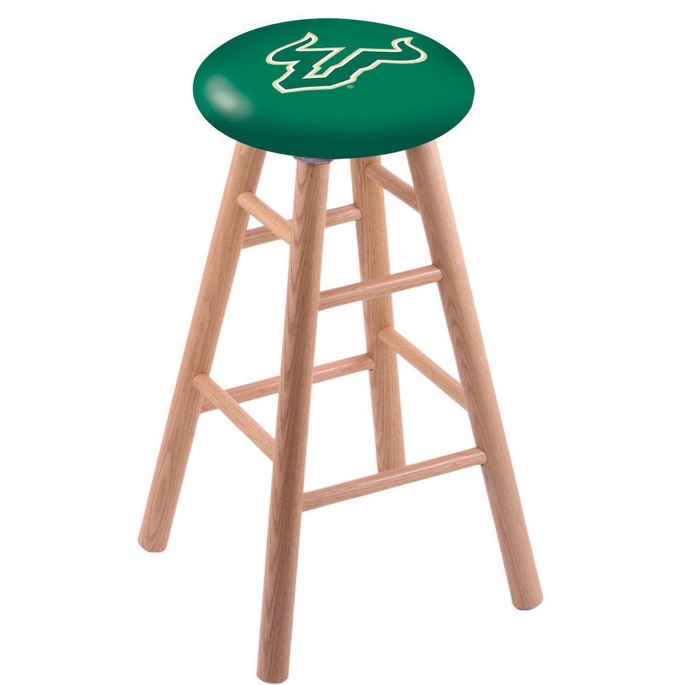 Oak Extra Tall Bar Stool in Natural Finish with South Florida Seat. Picture 1