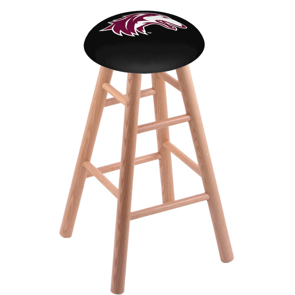Oak Extra Tall Bar Stool in Natural Finish with Southern Illinois Seat. Picture 1
