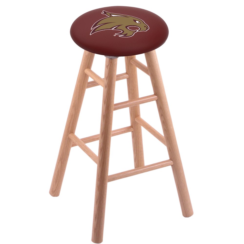 Oak Extra Tall Bar Stool in Natural Finish with Texas State Seat. Picture 1