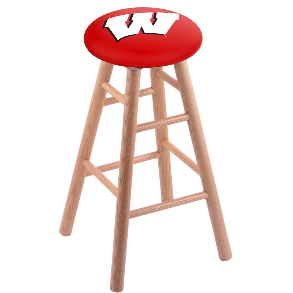 Oak Extra Tall Bar Stool in Natural Finish with Wisconsin "W" Seat. Picture 1