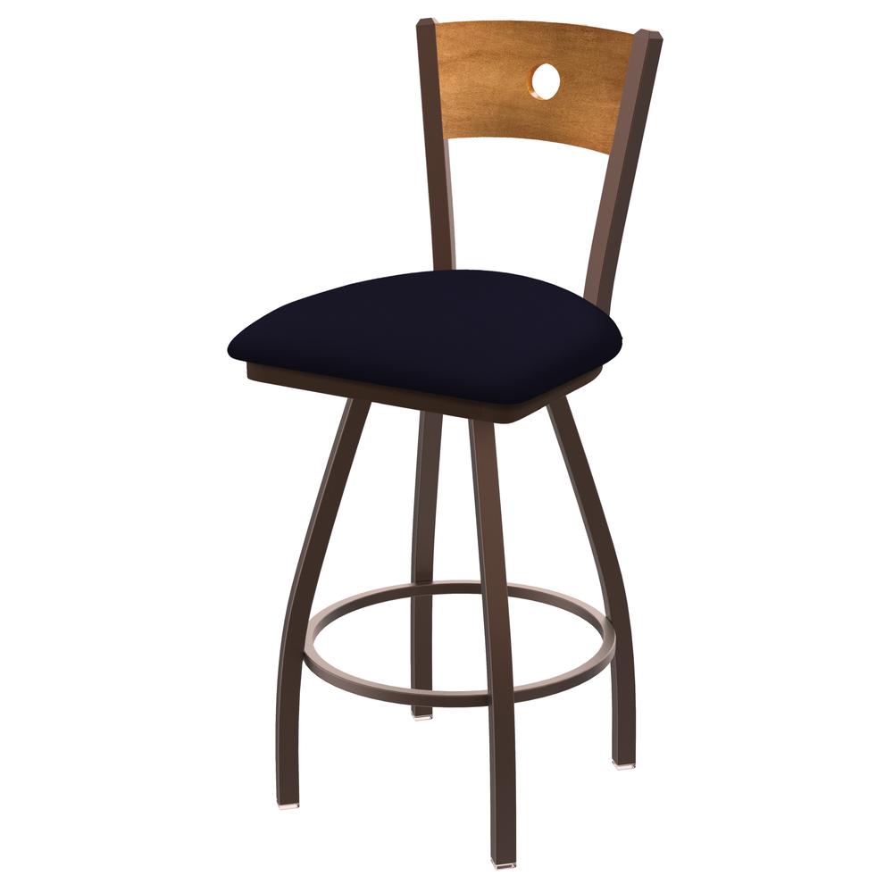 XL 830 Voltaire 36" Swivel Counter Stool with Bronze Finish, Medium Back, and Canter Twilight Seat. Picture 1