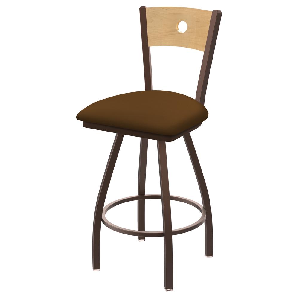 XL 830 Voltaire 36" Swivel Counter Stool with Bronze Finish, Natural Back, and Canter Thatch Seat. Picture 1