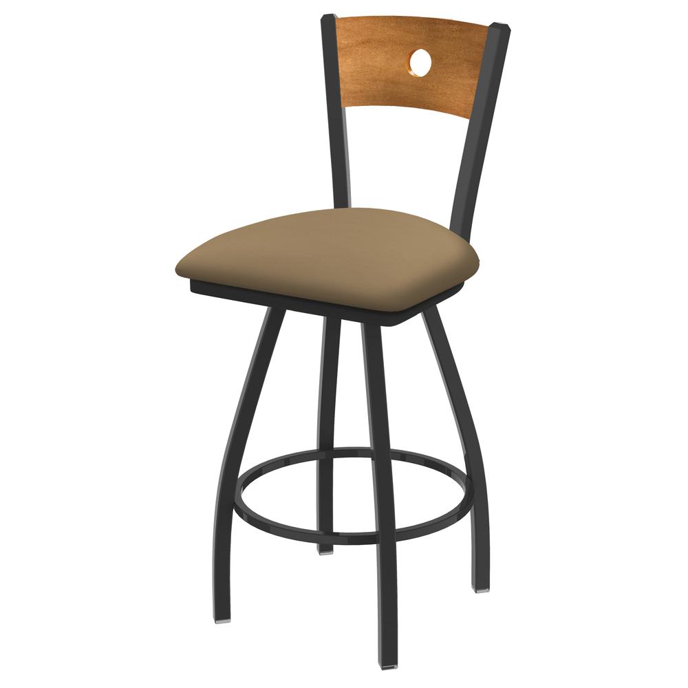 XL 830 Voltaire 36" Swivel Counter Stool with Pewter Finish, Medium Back, and Canter Sand Seat. Picture 1