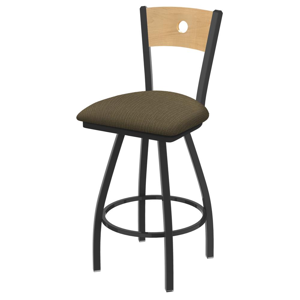 XL 830 Voltaire 36" Swivel Counter Stool with Pewter Finish, Natural Back, and Graph Cork Seat. Picture 1